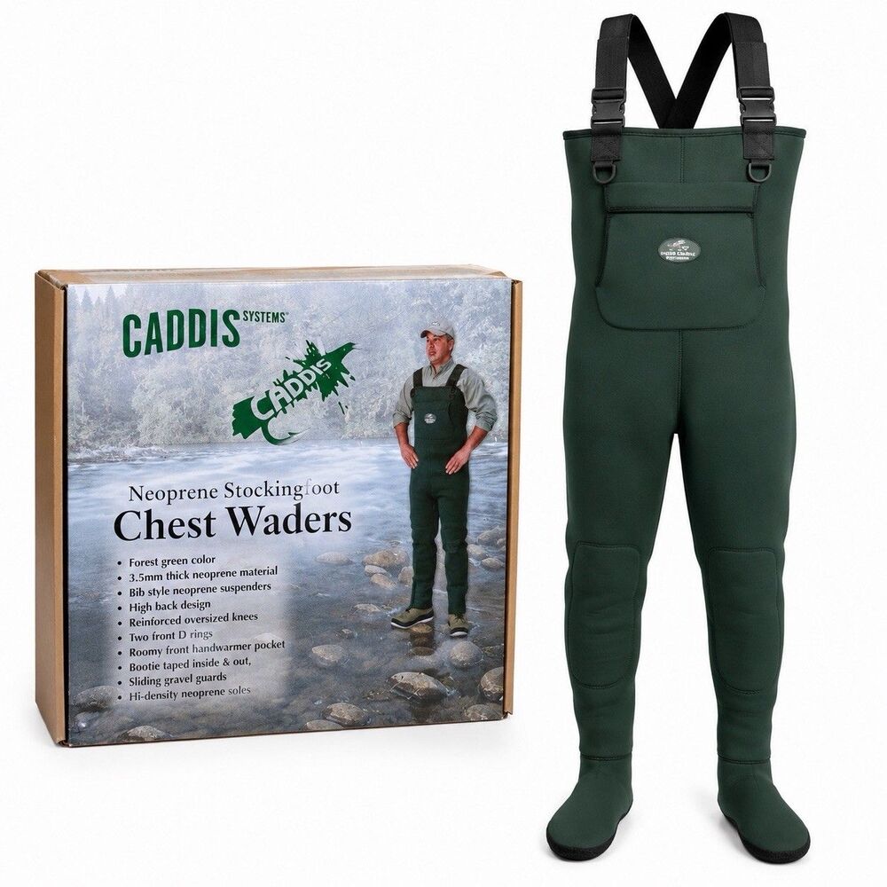Caddis CA5901W Neoprene Stockingfoot Chest Waders Size Medium Green New Open Box